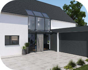 Haustüre mit Betonoptik Außenansicht 